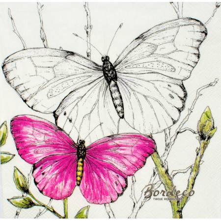 Serwetka decoupage firmy IHR motyl różowy 33x33cm